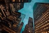 Avondlicht op wolkenkrabbers