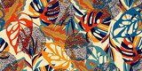 Botanisch patroon in warme kleuren