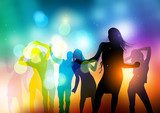 Dansende silhouetten in kleurrijk lichtspel