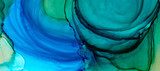 Dynamische Blauwe en Groene Waterverf Vormen