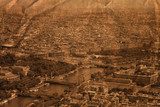 Historisch stadspanorama in sepia