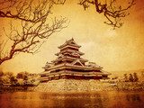 Kracht van een Japans Kasteel in Sepia