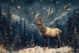 Majestueus hert onder de maanhemel