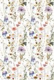 Pastel veldbloemen patroon in aquarel