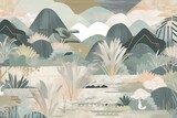 Rustiek abstract natuurlandschap in pastel