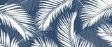 Stijlvol patroon van palmbladeren in blauw-wit