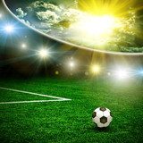 Stralend voetbalveld in zonlicht