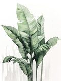 Tropische bananenbladeren in zachte aquarel