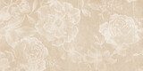 Vintage rozen op beige botanisch canvas