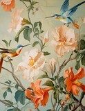 Zomers tafereel met kolibries en bloemen