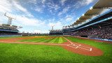 Zonnig baseballstadion aanzicht