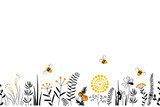 Zwevende bijen en bloemen motief