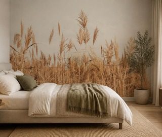 naturalistische stijl van het plantenmotief fotobehang voor de slaapkamer fotobehang demural