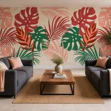 Artistieke-bladeren-in-een-decoratief-patroon-fotobehang-voor-de-woonkamer-fotobehang-demural