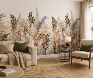 elegante decoratie met pampasgras fotobehang voor de woonkamer fotobehang demural