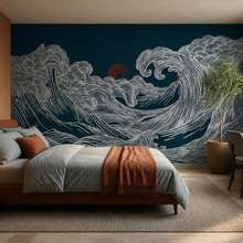 Ondergaande-zonlicht-op-een-golvend-motief-fotobehang-voor-de-slaapkamer-fotobehang-demural