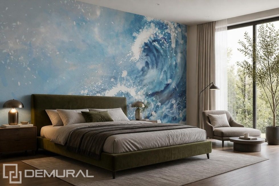 Ritmische expressie van een golvend motief in de slaapkamer Fotobehang voor de slaapkamer Fotobehang Demural