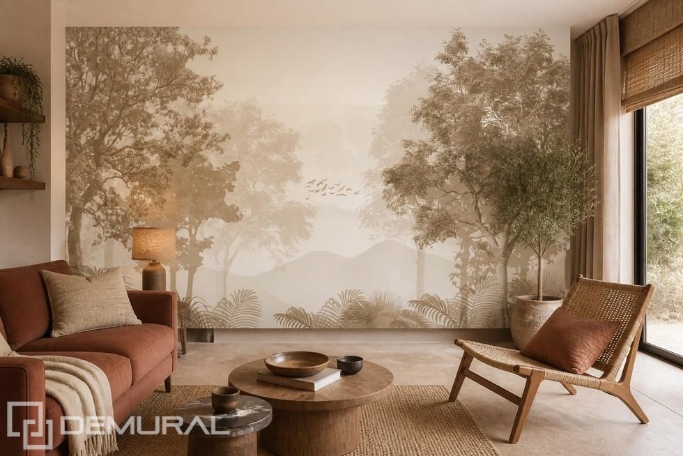 Natuurlijk contrast van warme en koele tinten Fotobehang voor de woonkamer Fotobehang Demural