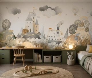 zachte ritmes en een sprookjesachtig panorama op de muur fotobehang voor de kinderkamer fotobehang demural