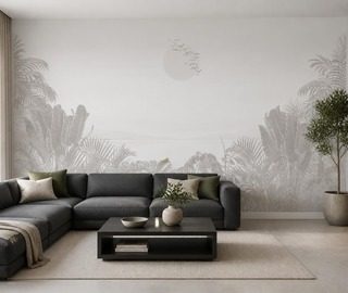 subtiele spel van plantaardige vormen en licht fotobehang voor de woonkamer fotobehang demural