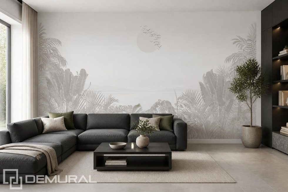 Subtiele spel van plantaardige vormen en licht Fotobehang voor de woonkamer Fotobehang Demural