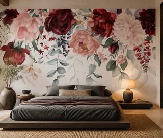 zacht licht met een bloemmotief fotobehang voor de slaapkamer fotobehang demural