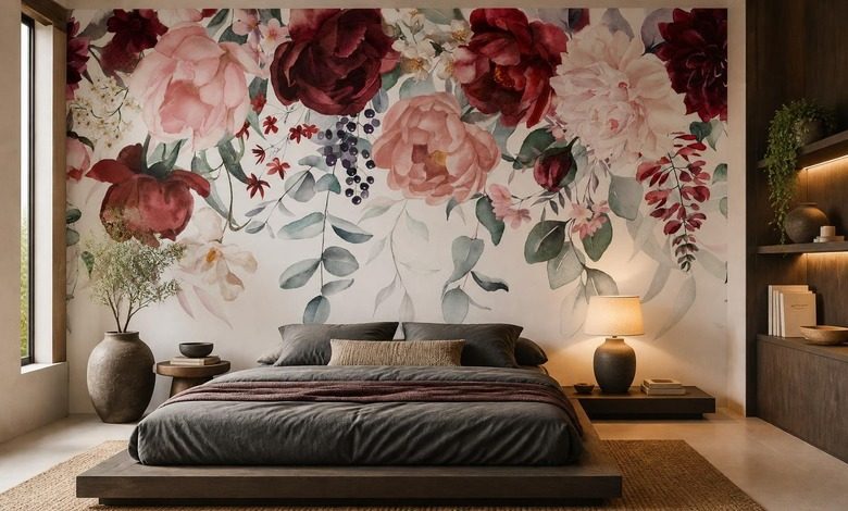 zacht licht met een bloemmotief fotobehang voor de slaapkamer fotobehang demural