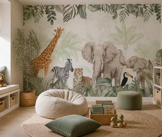 decoratief junglemotief met wilde dieren fotobehang voor de kinderkamer fotobehang demural