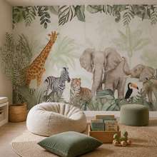 Decoratief-junglemotief-met-wilde-dieren-fotobehang-voor-de-kinderkamer-fotobehang-demural