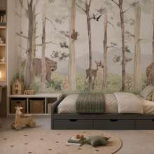 Groen-en-beige-in-een-boslandschap-fotobehang-voor-de-kinderkamer-fotobehang-demural