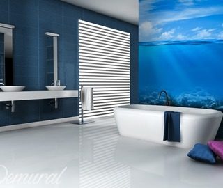 groot blauw fotobehang voor de badkamer fotobehang demural