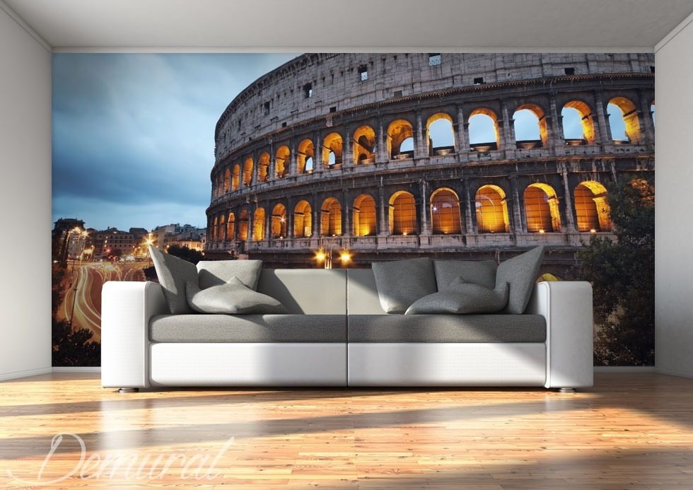 Het Colosseum in een donkere kleur Architectuur Fotobehang Fotobehang Demural