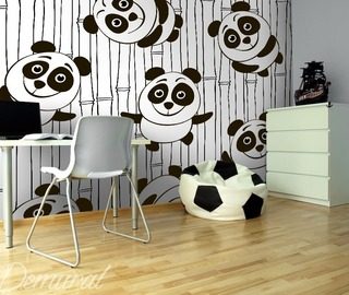 vrolijke pandas oosterse fotobehang fotobehang demural