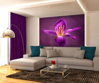 floristisch paars fotobehang voor de slaapkamer fotobehang demural