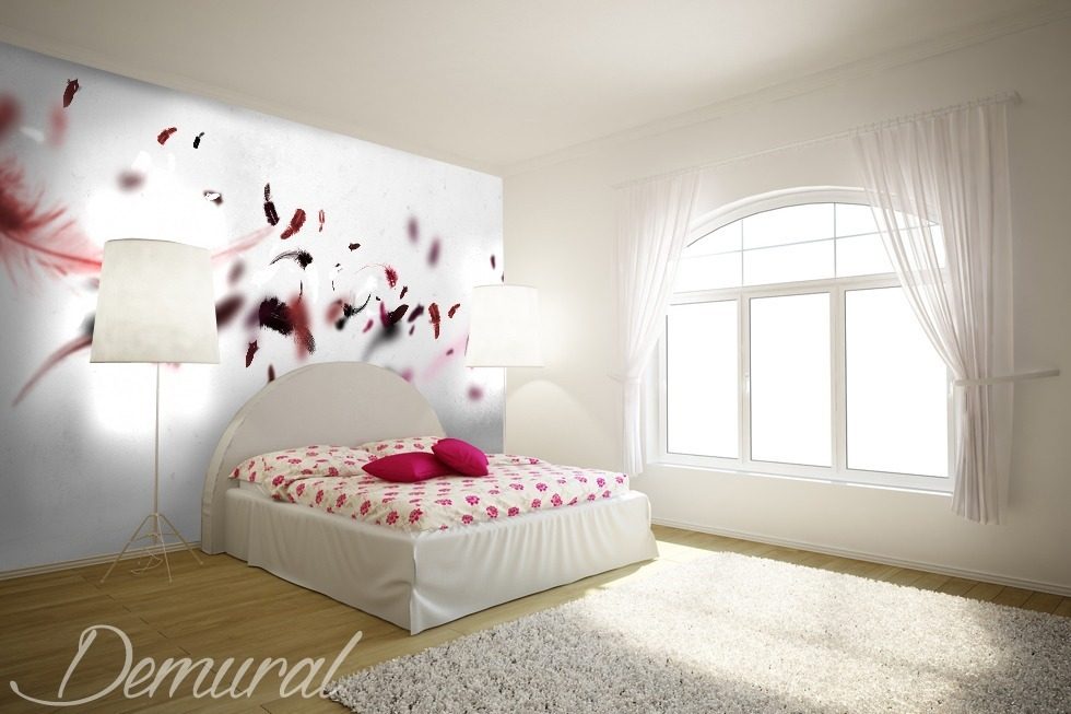 Een roze dekbed Fotobehang voor de slaapkamer Fotobehang Demural