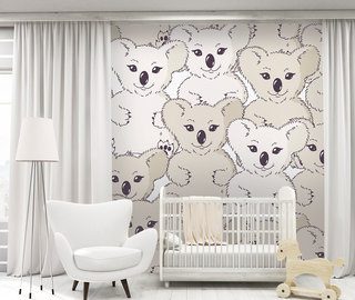 met teddybeer koala aan de muur fotobehang voor de kinderkamer fotobehang demural