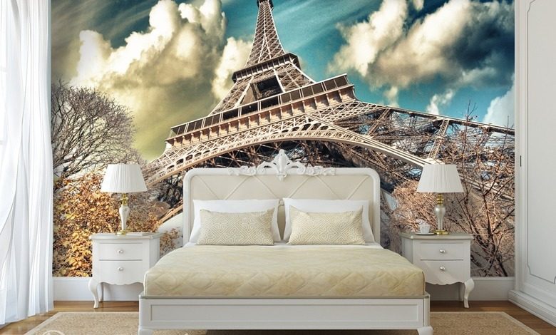 onder de daken van parijs eiffeltoren fotobehang fotobehang demural