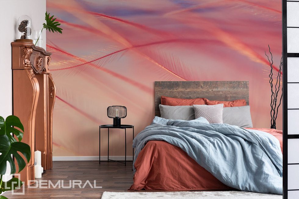Reisbureau gebruiker Parelachtig Delicate veren in de wind - Fotobehang voor de slaapkamer - Fotobehang |  Demural®