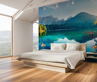 het huis aan het meer is een goede keuze fotobehang voor de slaapkamer fotobehang demural