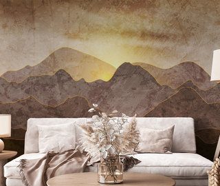 artistieke graphics met bergen bergen fotobehang fotobehang demural