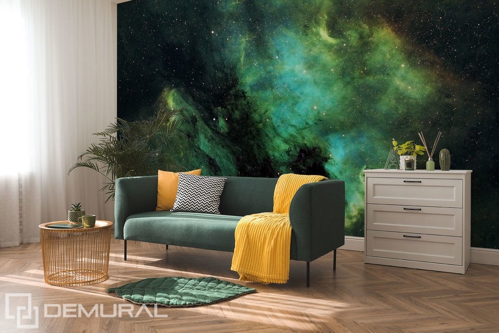 De aurora borealis voor de hele muur Kosmos Fotobehang Fotobehang Demural
