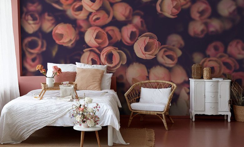 drie dimensies met rozen fotobehang voor de slaapkamer fotobehang demural