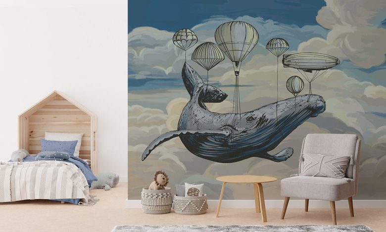 heb je een vliegende walvis gezien fotobehang voor de kinderkamer fotobehang demural