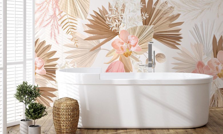 behoud de charme van planten fotobehang voor de badkamer fotobehang demural