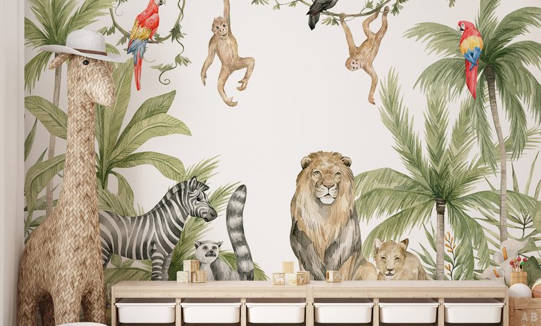 safari is naar je toe gekomen fotobehang voor de kinderkamer fotobehang demural