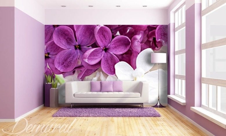 viooltje in de woonkamer bloemen fotobehang fotobehang demural