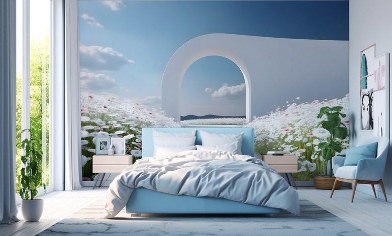 een beetje zon en finesse fotobehang voor de slaapkamer fotobehang demural