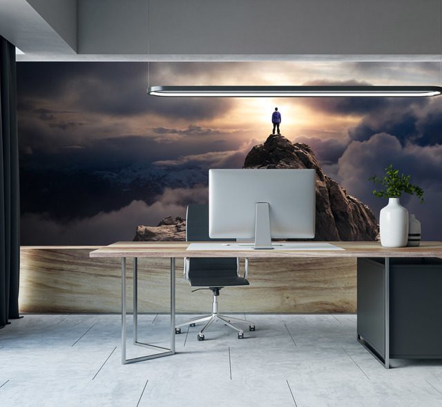 op de top van de wereld staan fotobehang voor de kantoor fotobehang demural