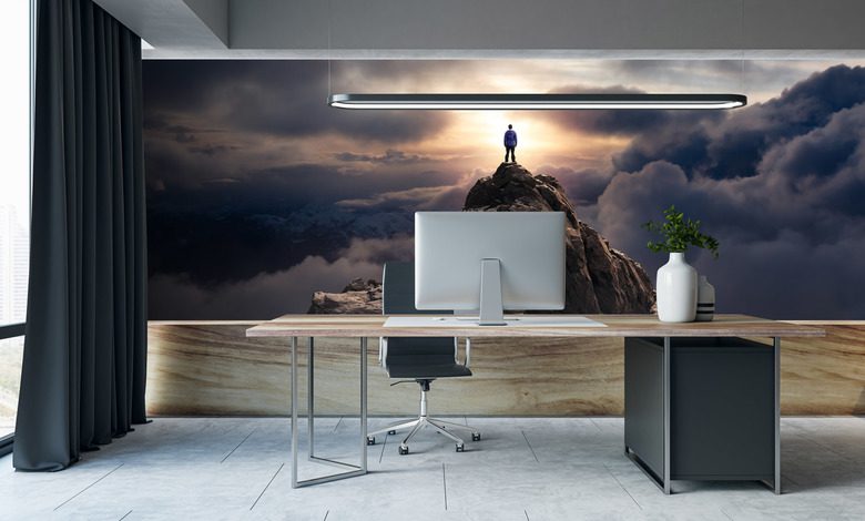 op de top van de wereld staan fotobehang voor de kantoor fotobehang demural