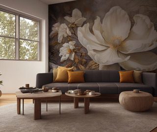 ga onder een enorme bloem zitten bloemen fotobehang fotobehang demural